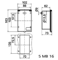 Přívodka vestavná Caravan výklopná 16A 3p 230V IP44 6h bílý rámeček, s těsněním