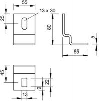 OBO BW 80 55 FT SO Upevňovací úhelník pro závěs IS 8 80x55 Ocel žár.zinek