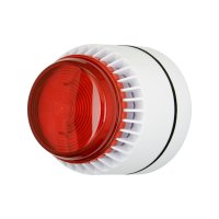 FL/RL/W/S Siréna s majákem Flashni 24V DC mělká základna bílý kryt červený maják