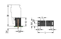 Konektor s pájecími piny THR, pájecí kontakt 1,0x1,0 mm, rovné, černá 2pól.