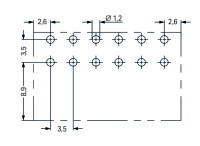 Konektor s pájecími piny THR 2řadý pájecí kontakt 0,8x0,8 mm úhlové černá 4pól.