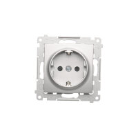 Zásuvka typu Schuko s clonkami, 16A, 250V~, stříbrná matná metalizované