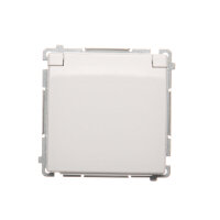 Zásuvka jednonásobná IP44 s uzemněním, 16 A, 250 V~ s bílám víčkem, bílá