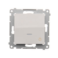 Ovladač zapínací SVĚTLO, s orientačním LED, 1/0 So, 10AX, 250V, 10AX, 250V bílá