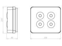 Krabice univerzální čtvercová s víkem 250x220x90 mm, do betonu KAISER 1297-22