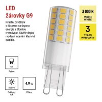 LED žárovka Classic JC, G9, 4,9 W (60 W), 806 lm, teplá bílá EMOS ZQ9C42