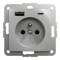 Zásuvka s USB nabíječkou, Sedna D/E, 250V, 16A, USB A+C 3,0A,Aluminium SDD113072