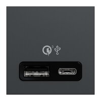 NOVÁ UNICA Dvojitý nabíjecí USB konektor A+C 18W, 2.4A, 2M, Antracit