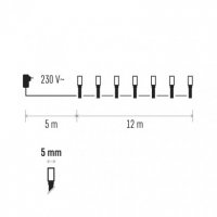 LED vánoční řetěz, 12m, studená bílá, časovač