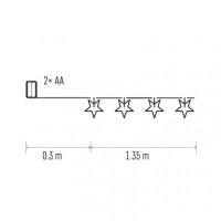 LED vánoční girlanda - hvězdy dřevěné, 2xAA, teplá bílá, časovač