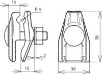 Připojovací svorka litina/Zn rozsah uchycení pasovina 0,4-12mm, pro prům. 7-10mm