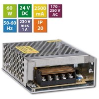 Napájecí zdroj 60W, DC24V/2,5A, IP20, kovové provedení MCLED ML-732.052.45.1