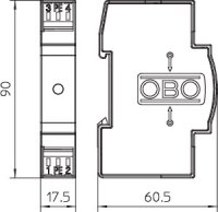 OBO VF110-AC DC Svodič přepětí, typ 3, 2P,pro MaR, 110V AC