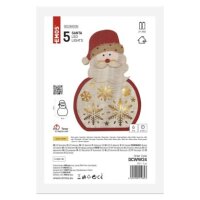 LED dekorace dřevěná Santa, 30 cm, 2x AA, vnitřní, teplá bílá, časovač