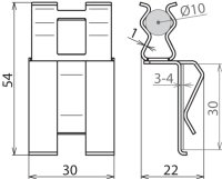 Bezšroubová svorka pro armování 10 mm a pásek 30x4 mm DEHN 308142