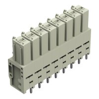 Pružinová svorkovnice THT, Rovné provedení, Rozteč 7,62 mm, Světle šedá