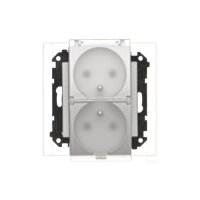 Zásuvka 1 násobná, IP44, s těsněním, průhledné víčko hliníková matná