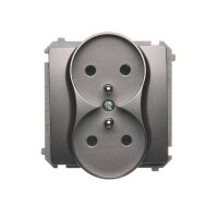 dvojitá kolíková zásuvka s uzemněním ocelová KONTAKT SIMON BMGZ2M.01/21