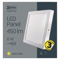 LED přisazené svítidlo PROFI, čtvercové, bílé, 6W teplá bílá EMOS ZM6121