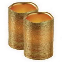 Svíčky LED, 5x10cm, metalické zlaté, 3x AAA, jantarová, 2 ks