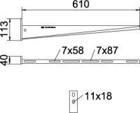 Nástěnný výložník OBO AW 15 61 FT 2L se 2 upevňovacími otvory B610mm Ocel