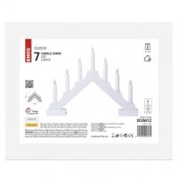 LED svícen dřevěný bílý, 29 cm, 2x AA, vnitřní, teplá bílá, časovač EMOS DCAW12