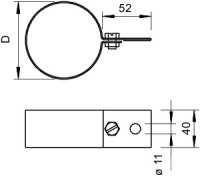 OBO 301 CU-100 Okapová příchytka, 100mm, měď, Cu