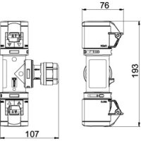 rozbočovač T, 2 x 16A 3p 6h, krytí IP44 PCE 94325002