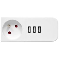 Prodlužovací přívod 3x1,5mm2, 3m, 4zásuvky,3xUSB 2,4A  s vyp. ECOLITE FU4-3