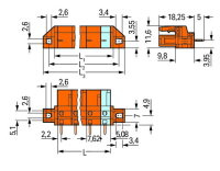 Pružinová svorkovnice THT rovná 7,62 mm oranžová 10pól. WAGO 232-770/031-000