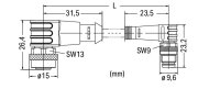 Kabel pro senzor/akční člen, Zásuvka M12A,  úhlová, Zástrčka M8,  úhlová 3pól.