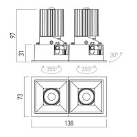 XRYO ADJ. REC. DOWNLIGHT SQ. 2x10W CRI.9