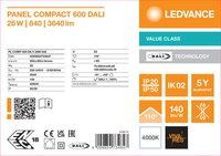 LED panel COMPACT 600 DALI 26W 840 LEDVANCE 4099854734847