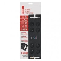Přepěťová ochrana 1800J 8 zásuvek, 3m, černá EMOS P54052