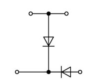 Svorka pro moduly dvoupatrová 2 diody 1N4007 šedá 2,5mm2 Wago 870-541/281-491