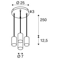 ASTO TUBE závěsné svítidlo GU10 délka závěsu 250 cm max. 4x10W černá SLV 1006437