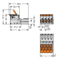 Konektor s pájecími piny Páčka Push-in CAGE CLAMP šedá 6pól. WAGO 831-1206
