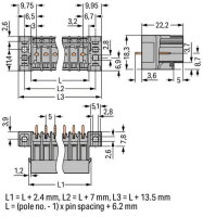 Konektor s pájecími piny THT pájecí kontakt 1x1 mm rovné zelená-žlutá/šedá 3pól.