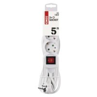 Prodlužovací kabel 5 m/3 zásuvky/s vypínačem/bílý/PVC 1mm2 EMOS P1325