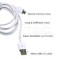 Micro USB Cable 1.5M White, VT-5332 V-TAC SKU8450