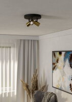 Stropní bodové svítidlo CONSUMA 1 GU10 15W IP44 černá/matná mosaz EGLO 300586