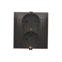 Zásuvka dvojnásobná typu Schuko s clonkami 16A, 250V~, hnědá matná metalizované