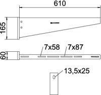 Nástěnný výložník OBO AW 55 61 A2 610 mm Nerez 1.4307 A2 1.4301
