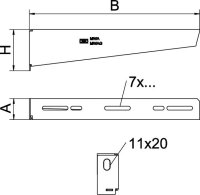 Nástěnný výložník OBO MWA 12 11S FS s upevňovacím šroubem M10x25 B110mm Ocel