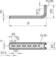 OBO 6364675 Nástěnný a závěsný výložník TP TPSA 345 FT