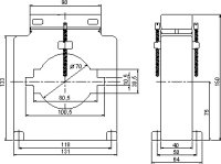 Měřící trafo 1749 CLB 10 2000/5A 10VA 0,5S FS5 120% násuvné, 100x10, 80x30, d70