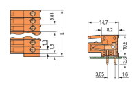 Pružinová svorkovnice THT úhlová 3,81 mm oranžová 3pól. WAGO 734-563