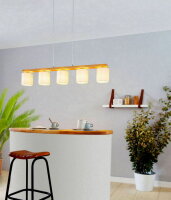 Závěsné svítidlo CASTRALVO nikl-mat/dřevo/bílá 5X28W IP20 EGLO 901291