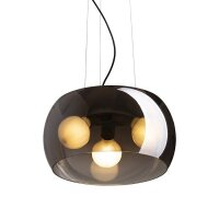 AMANDA závěsná matná černá kouřové sklo 230V E27 3x15W RENDL R14136