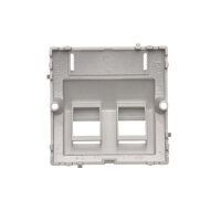 Kryt zásuvky komunikační (pro prvky Keystone), šikmé dvojité, stříbrná matná